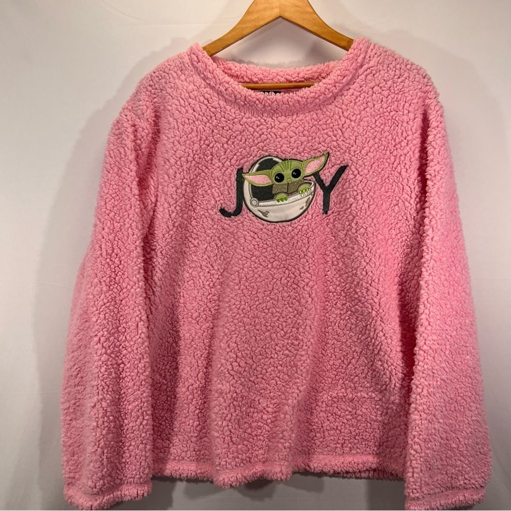 Star Wars Baby Yoda Fleece Pink Sleep Shirt Sweatshirt 2x